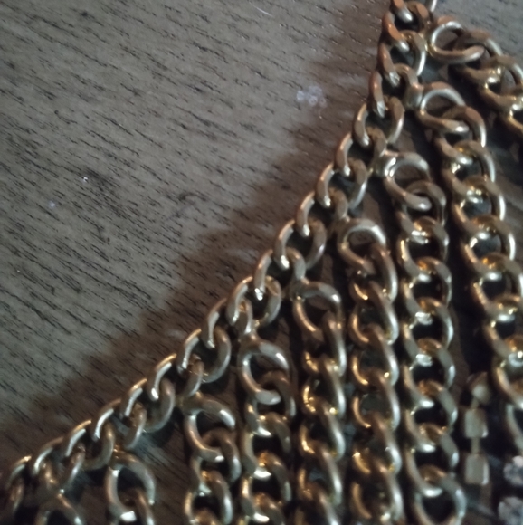 Vintage Chain Rhinestone Bib Fringe Necklace Choker - Picture 8 of 8